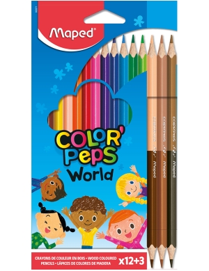 Maped Color'Peps World Part Duo Tip Colouring Pencils 15pk